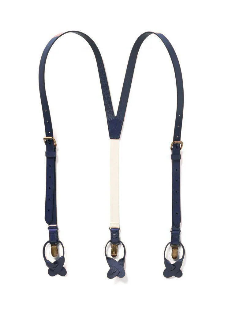 Midnight - Dark Blue Leather Suspenders