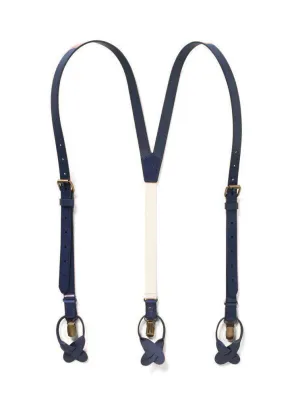 Midnight - Dark Blue Leather Suspenders