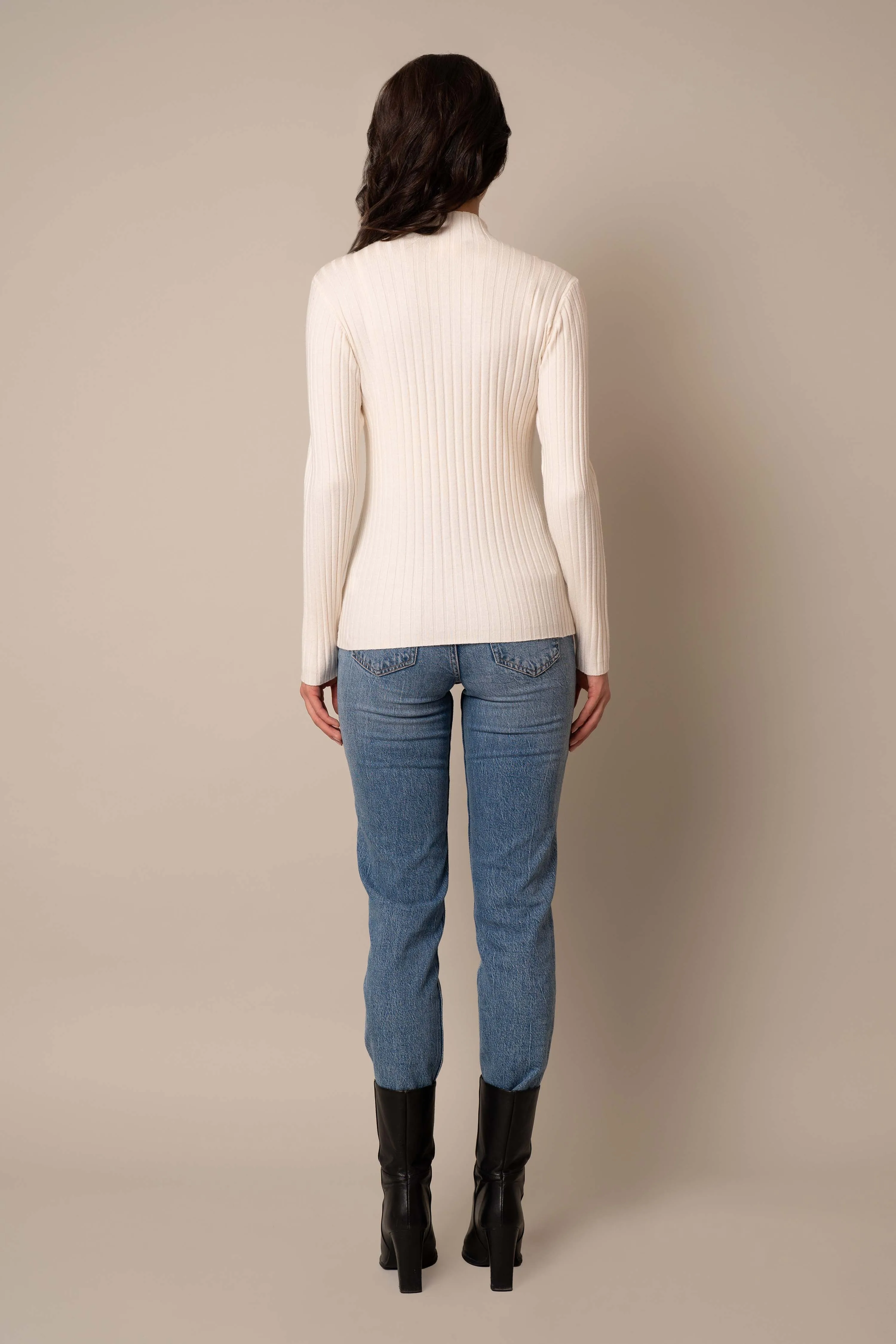 Mock Neck Ribbed Pullover