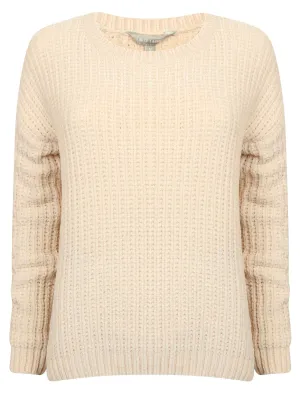 Moonlight Crew Neck Chenille Knitted Jumper in Clotted Cream - Tokyo Laundry