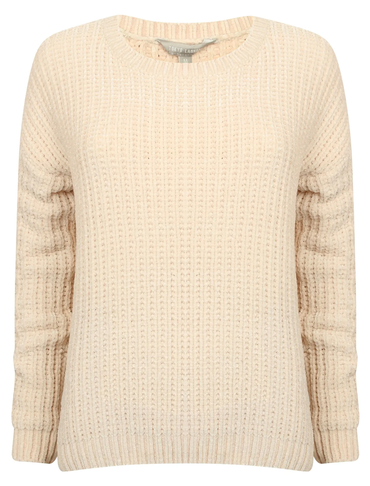 Moonlight Crew Neck Chenille Knitted Jumper in Clotted Cream - Tokyo Laundry