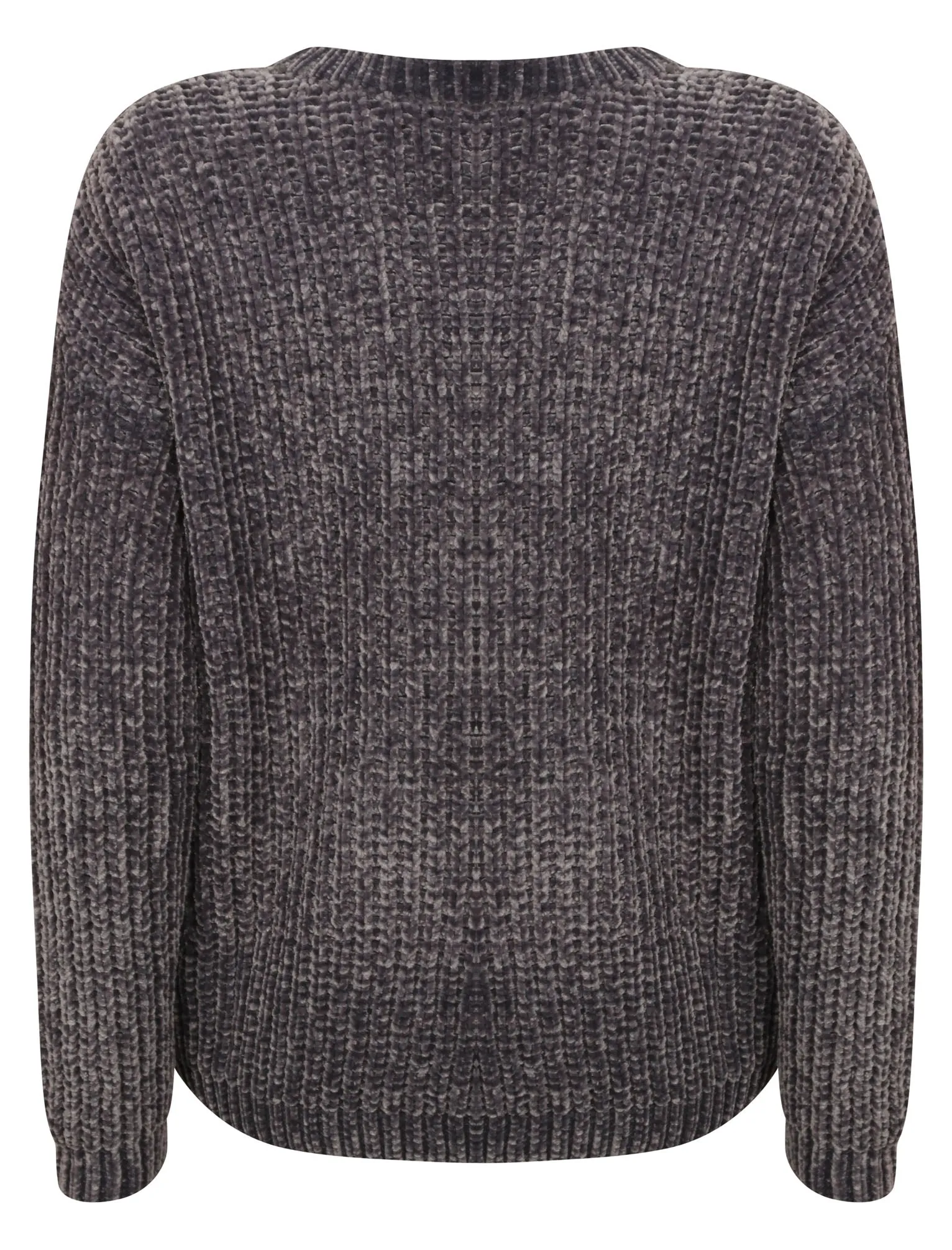 Moonlight Crew Neck Chenille Knitted Jumper in Dark Grey - Tokyo Laundry