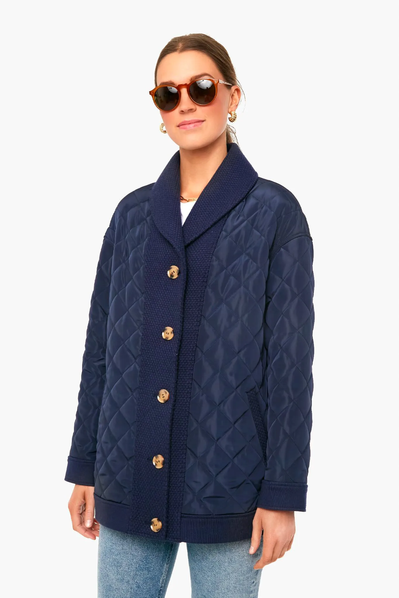 Navy Quilted Everett Coat