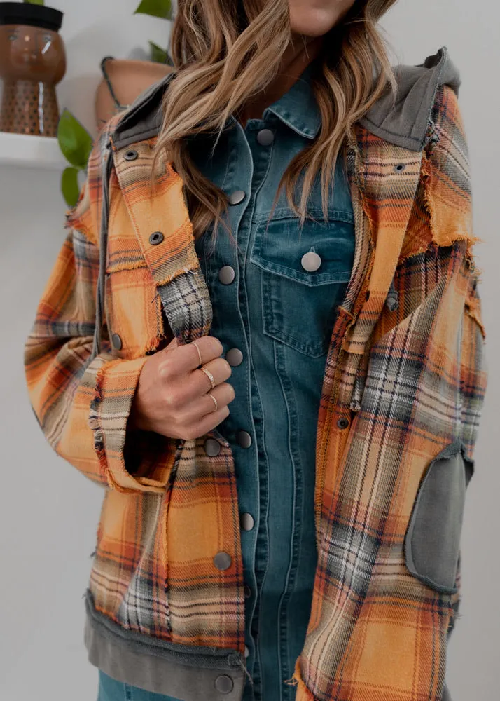 Never Plaid It So Well Longline Flannel Shacket in Mustard