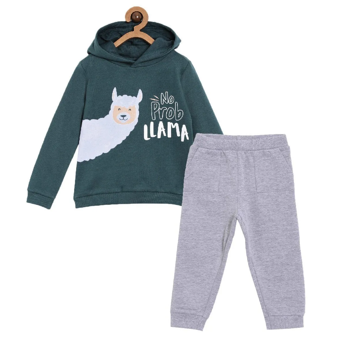 No Prob Llama Hooded Sweatshirt and Grey Sweatpants Combo