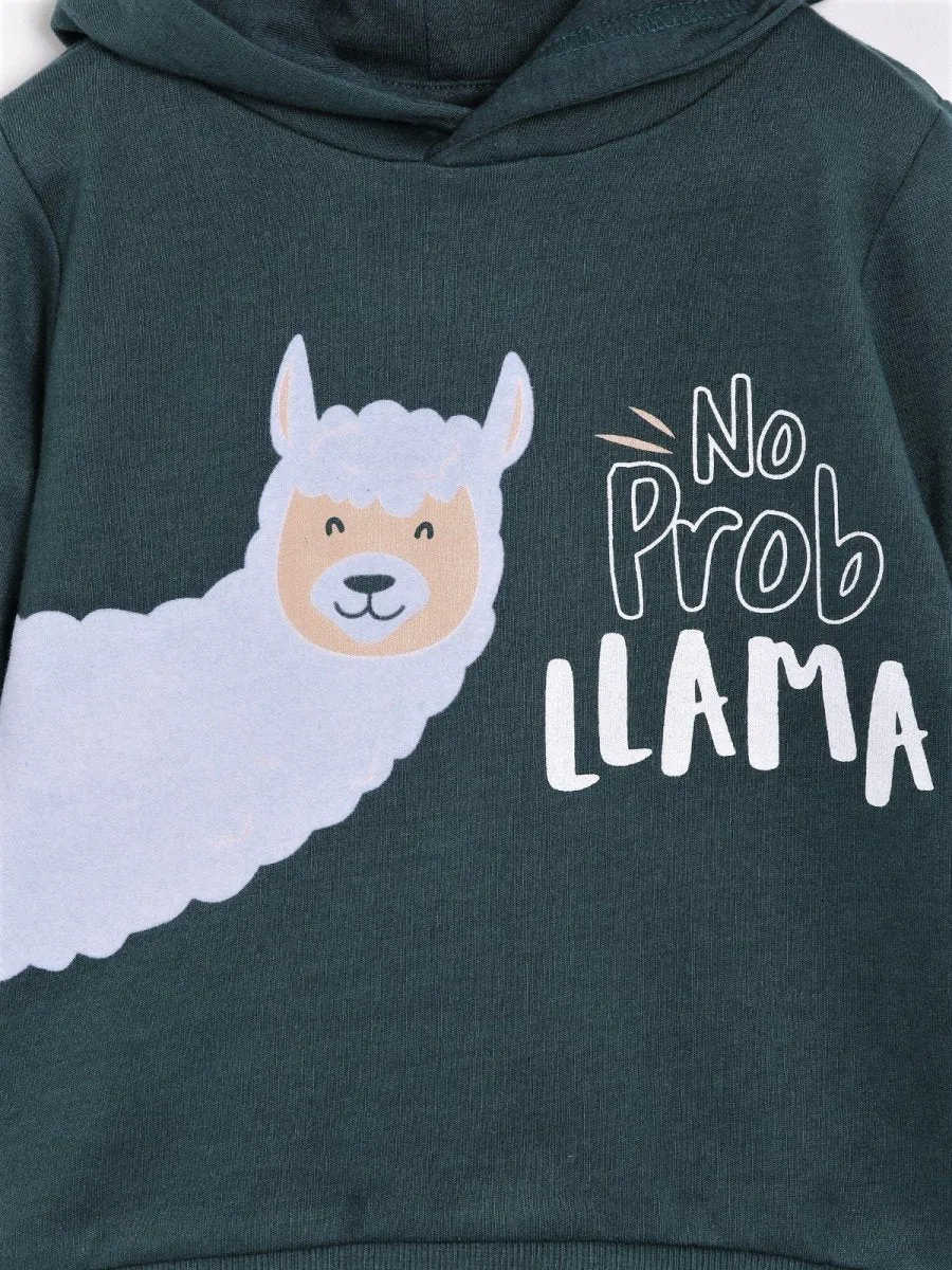 No Prob Llama Hooded Sweatshirt and Grey Sweatpants Combo