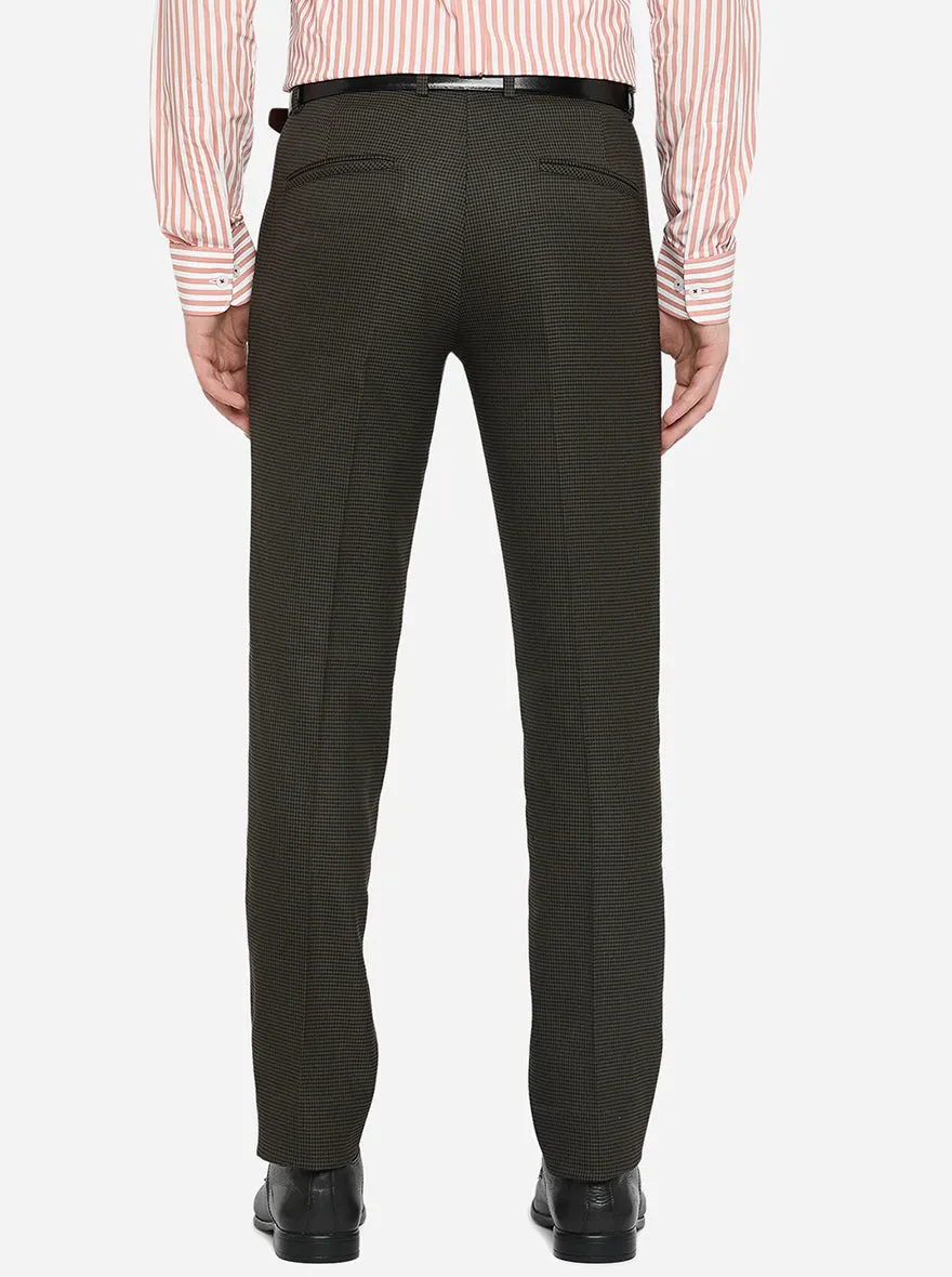 Olive Brown Checked Super Slim Fit Formal Trouser | JB Studio