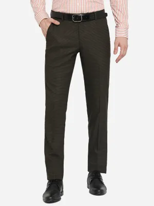 Olive Brown Checked Super Slim Fit Formal Trouser | JB Studio