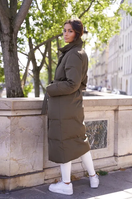 Oversized Long Quilted Parka Khaki