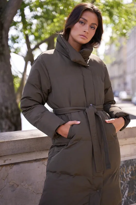 Oversized Long Quilted Parka Khaki