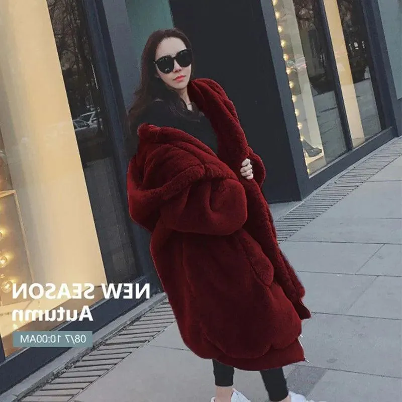 Oversized Winter Faux Fur Coat Women Parka Long Warm Faux Fur Jacket Coats Hoodies Loose Winter Coat Outwear Casaco Feminino