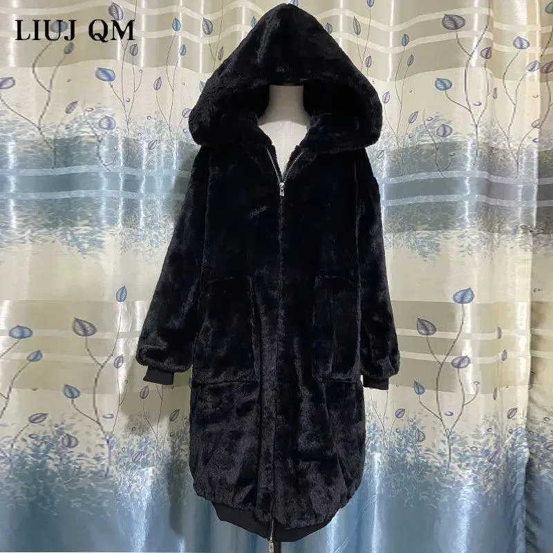 Oversized Winter Faux Fur Coat Women Parka Long Warm Faux Fur Jacket Coats Hoodies Loose Winter Coat Outwear Casaco Feminino