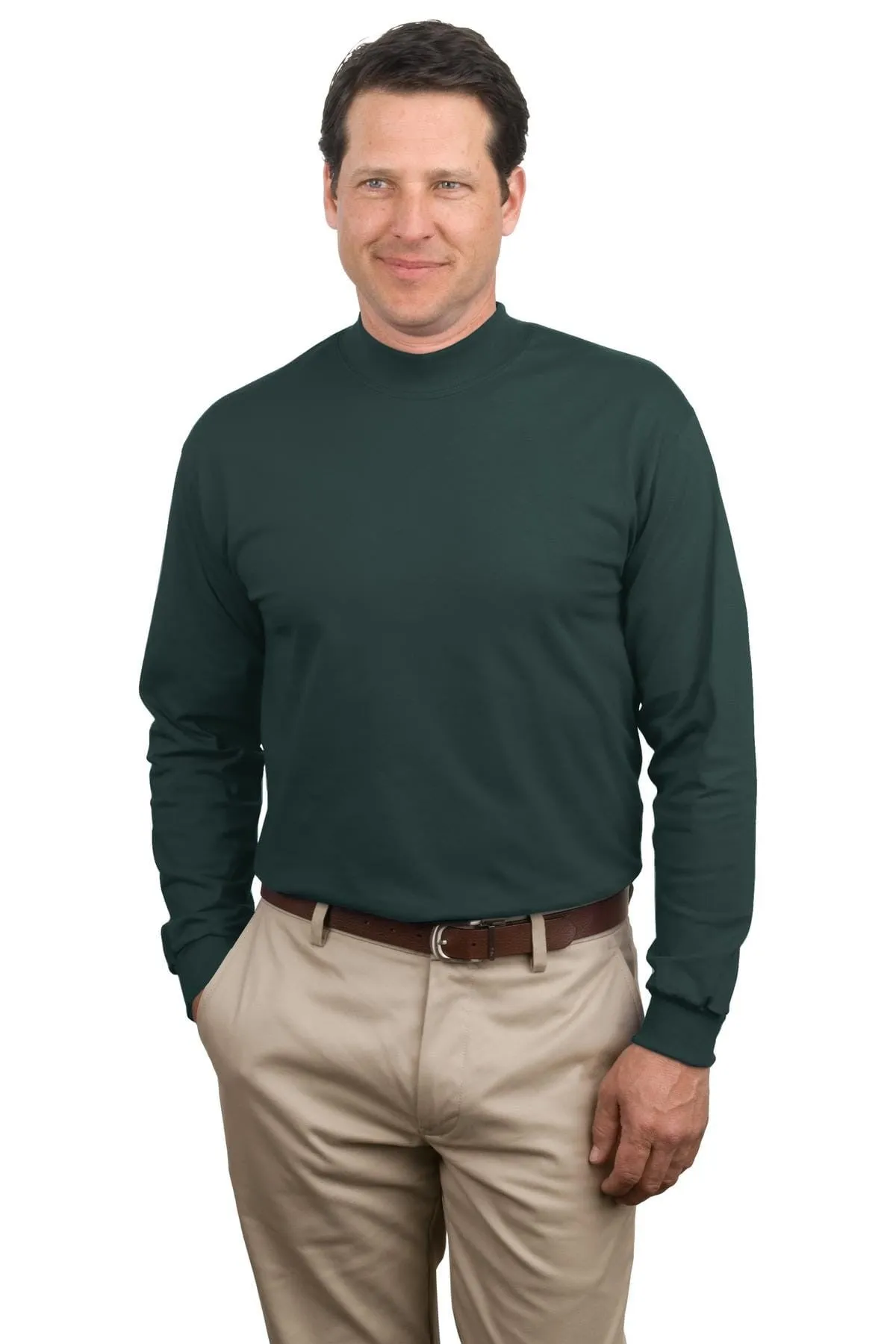 Port & Company Long Sleeve Mock Turtleneck Tee Shirt