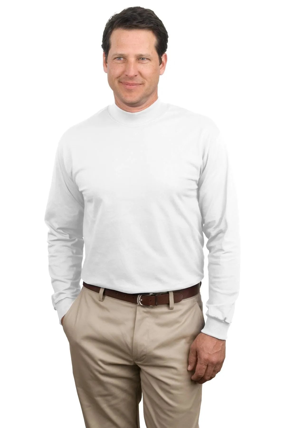 Port & Company Long Sleeve Mock Turtleneck Tee Shirt