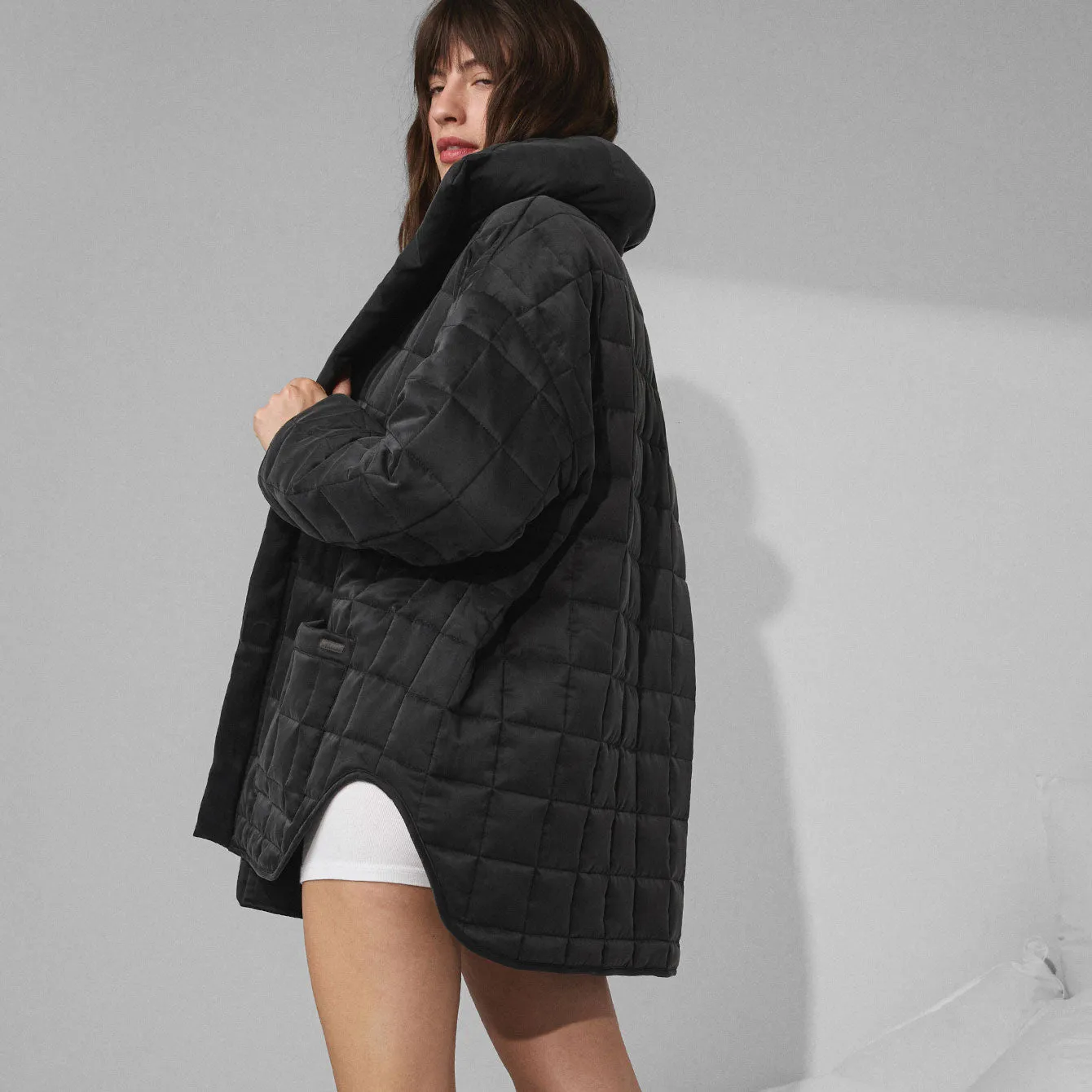 Quilted Silk Comforter Coat