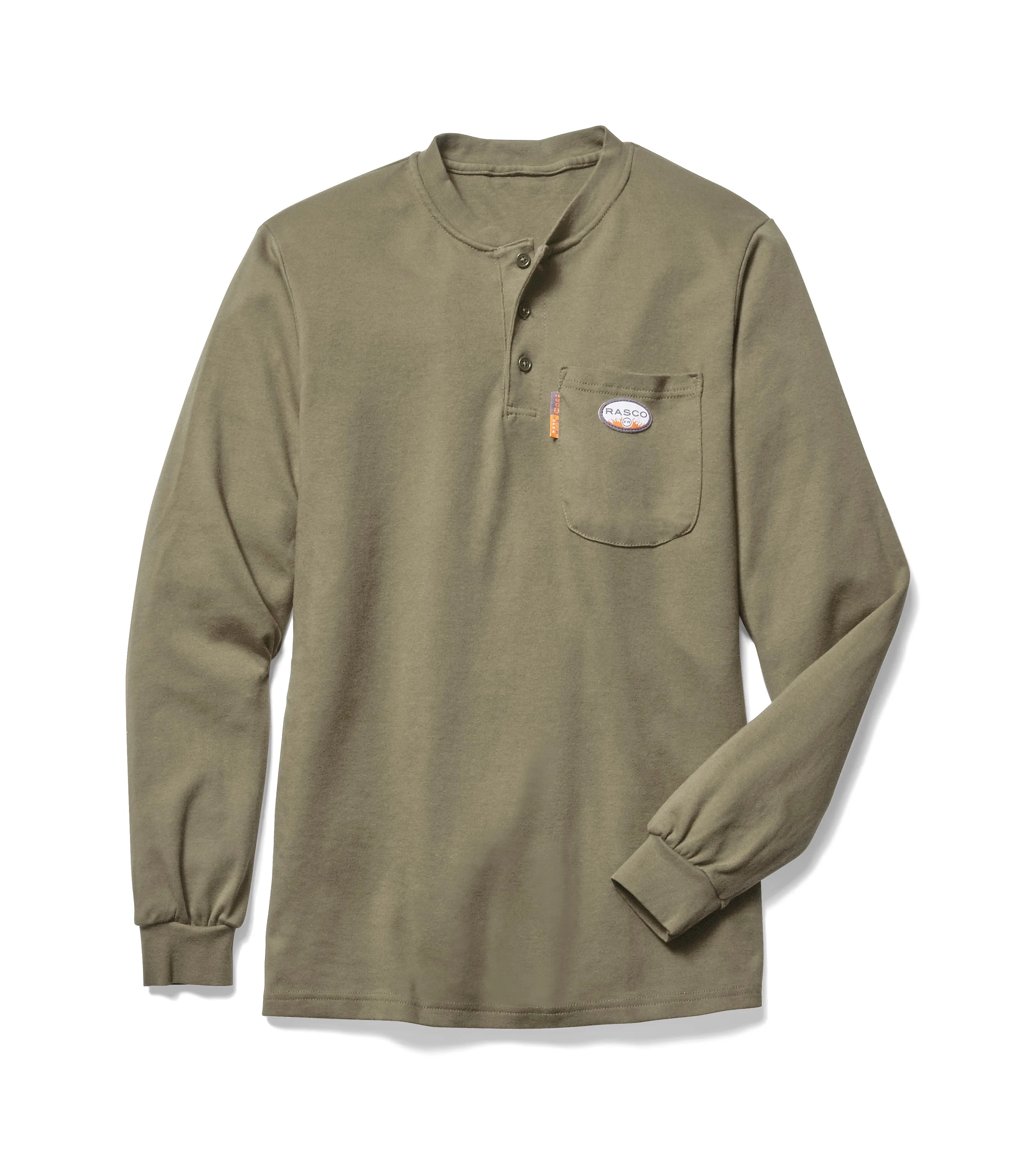 Rasco FR Men's khaki long sleeve henley t-shirt FR0101KH