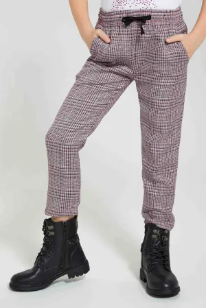 Red And Grey Checkered Casual Trouser