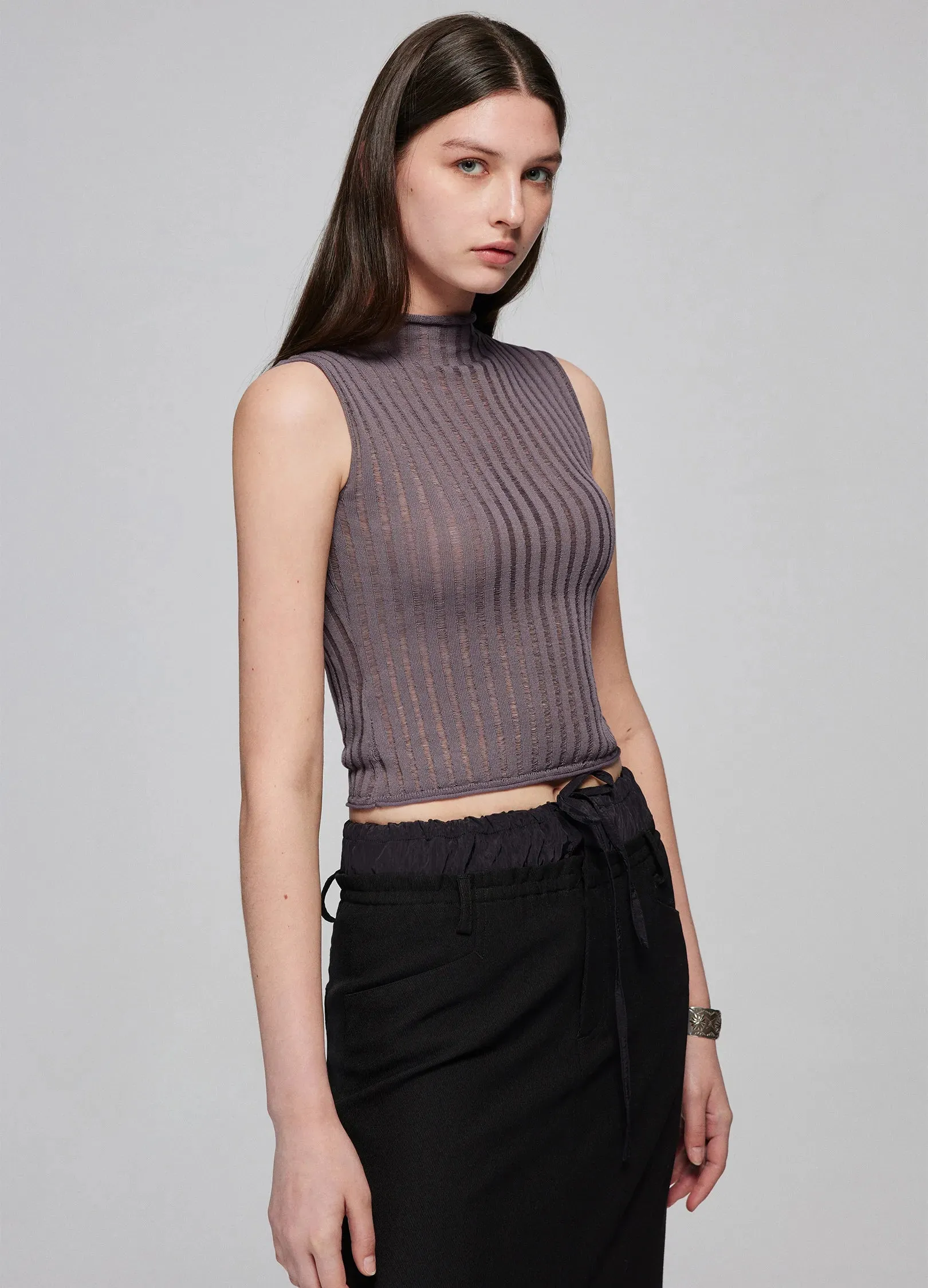 Ribbed Sleeveless Turtleneck