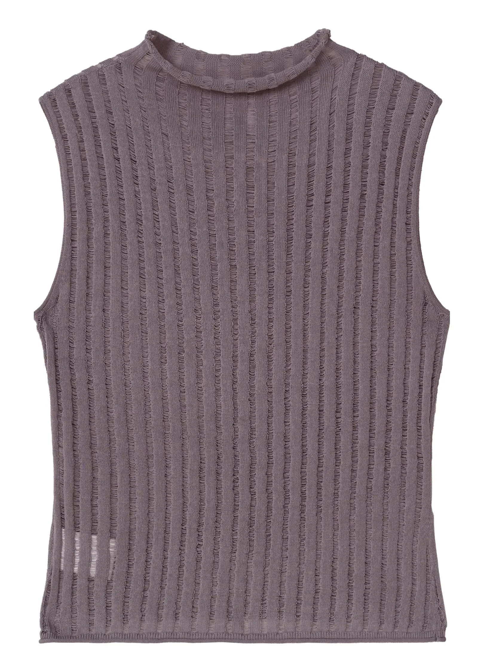 Ribbed Sleeveless Turtleneck