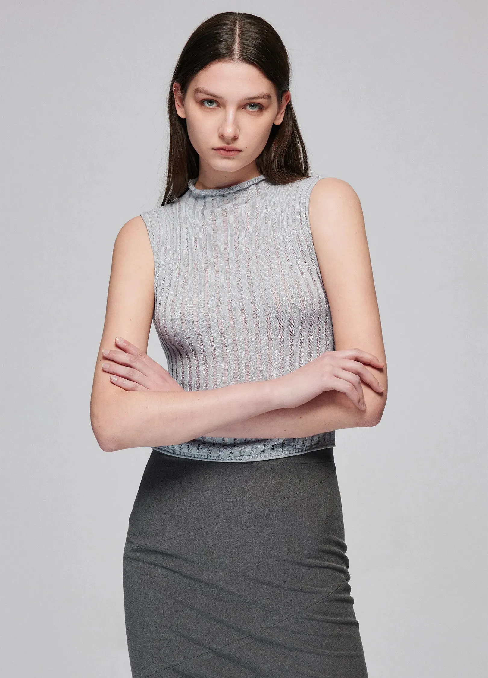 Ribbed Sleeveless Turtleneck