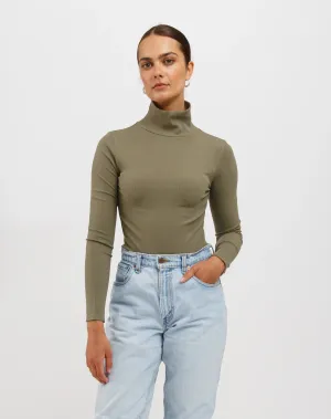 Ribbed Turtleneck | Olive