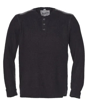 Schott NYC Men's Wool Button Henley Sweater - Black