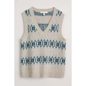 Seasalt Partridge Vest Porcelain Aran Cornflower