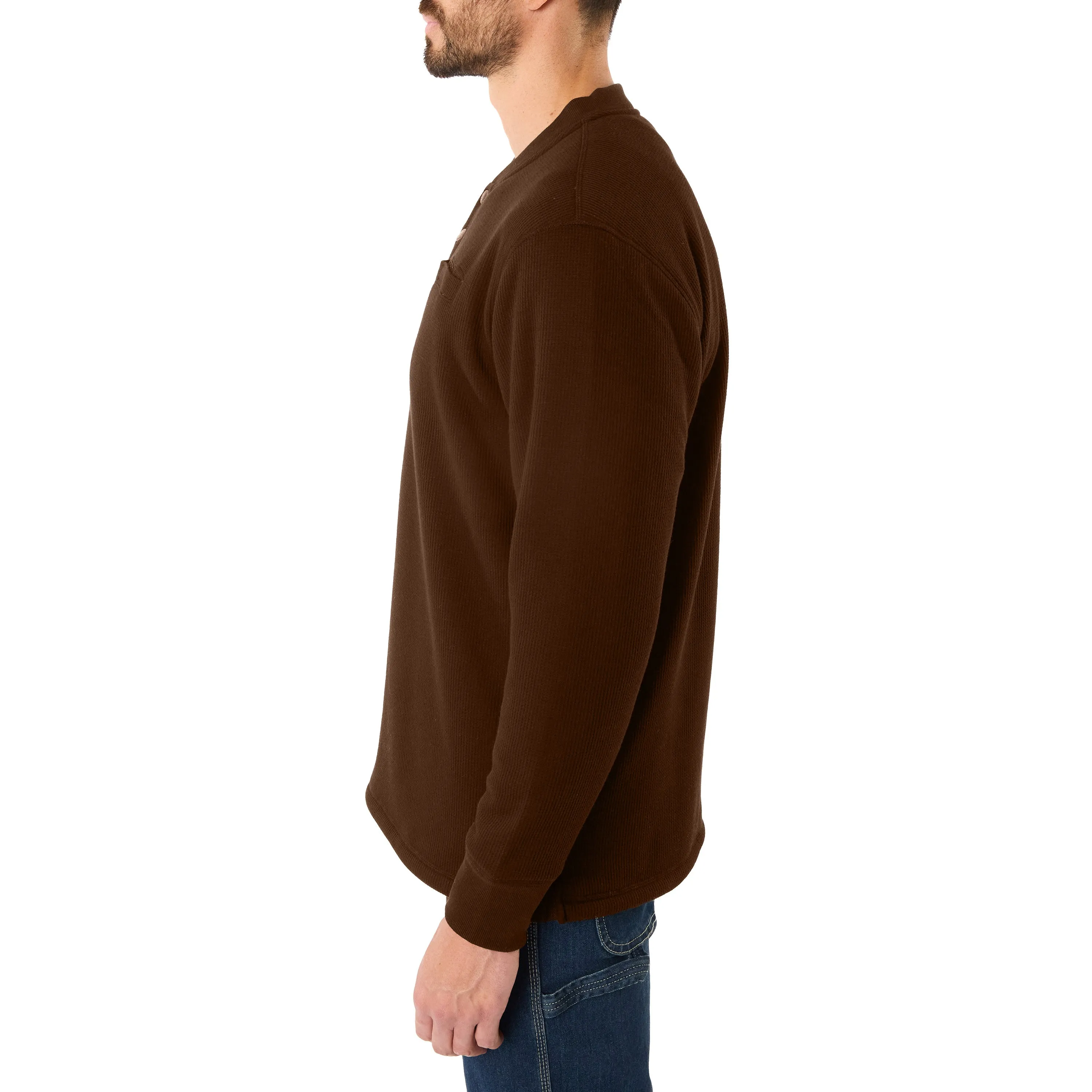 SHERPA-BONDED THERMAL KNIT HENLEY PULLOVER