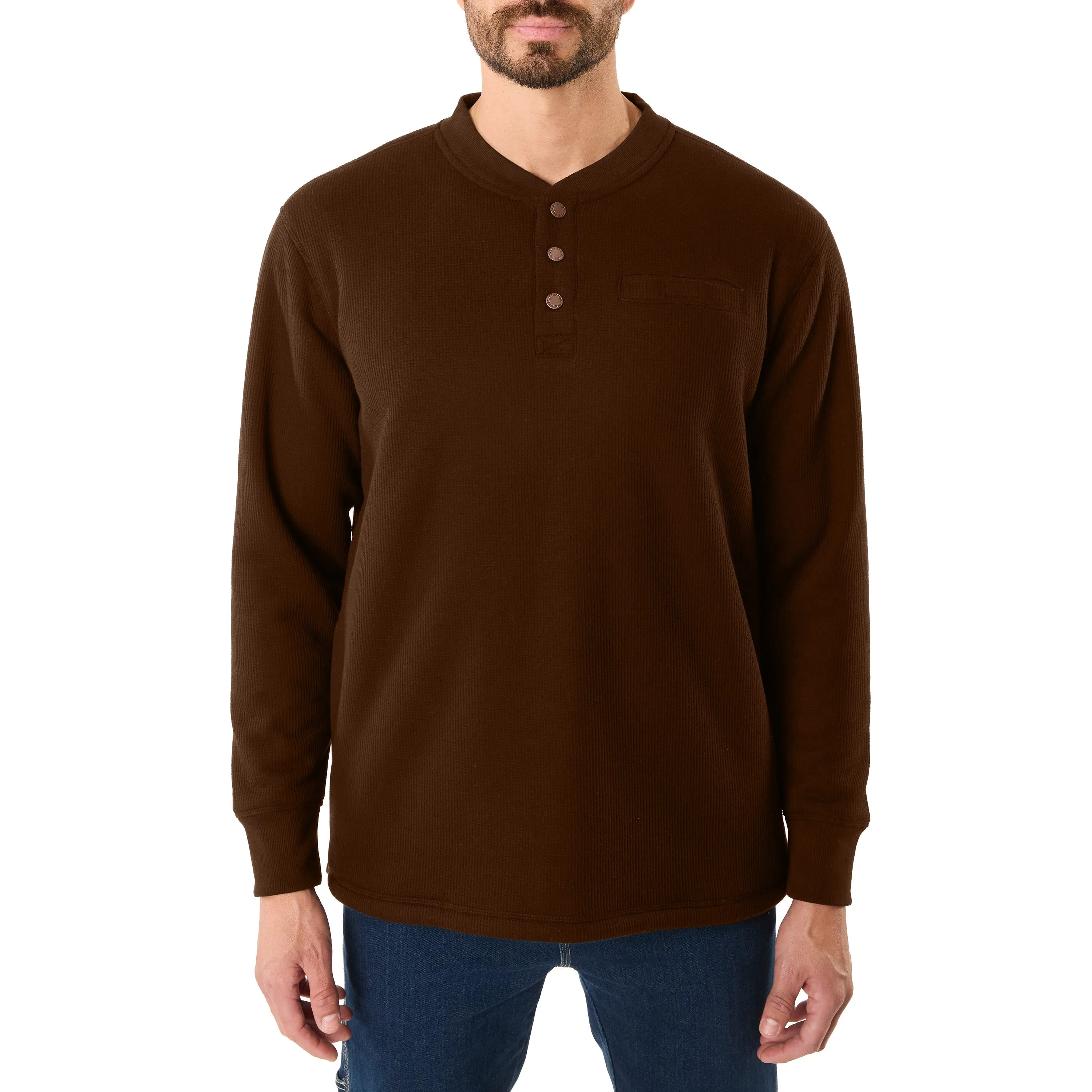 SHERPA-BONDED THERMAL KNIT HENLEY PULLOVER