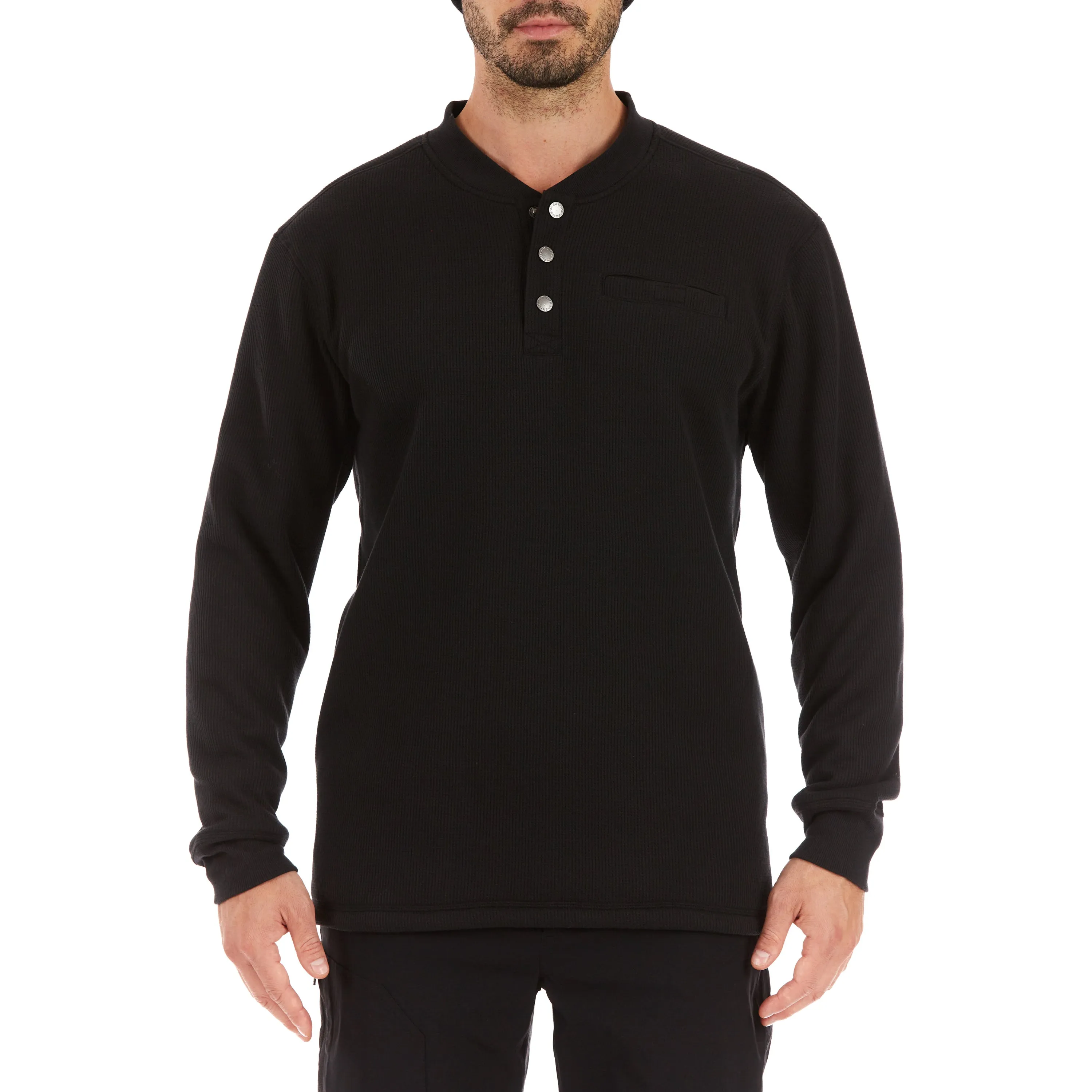 SHERPA-BONDED THERMAL KNIT HENLEY PULLOVER