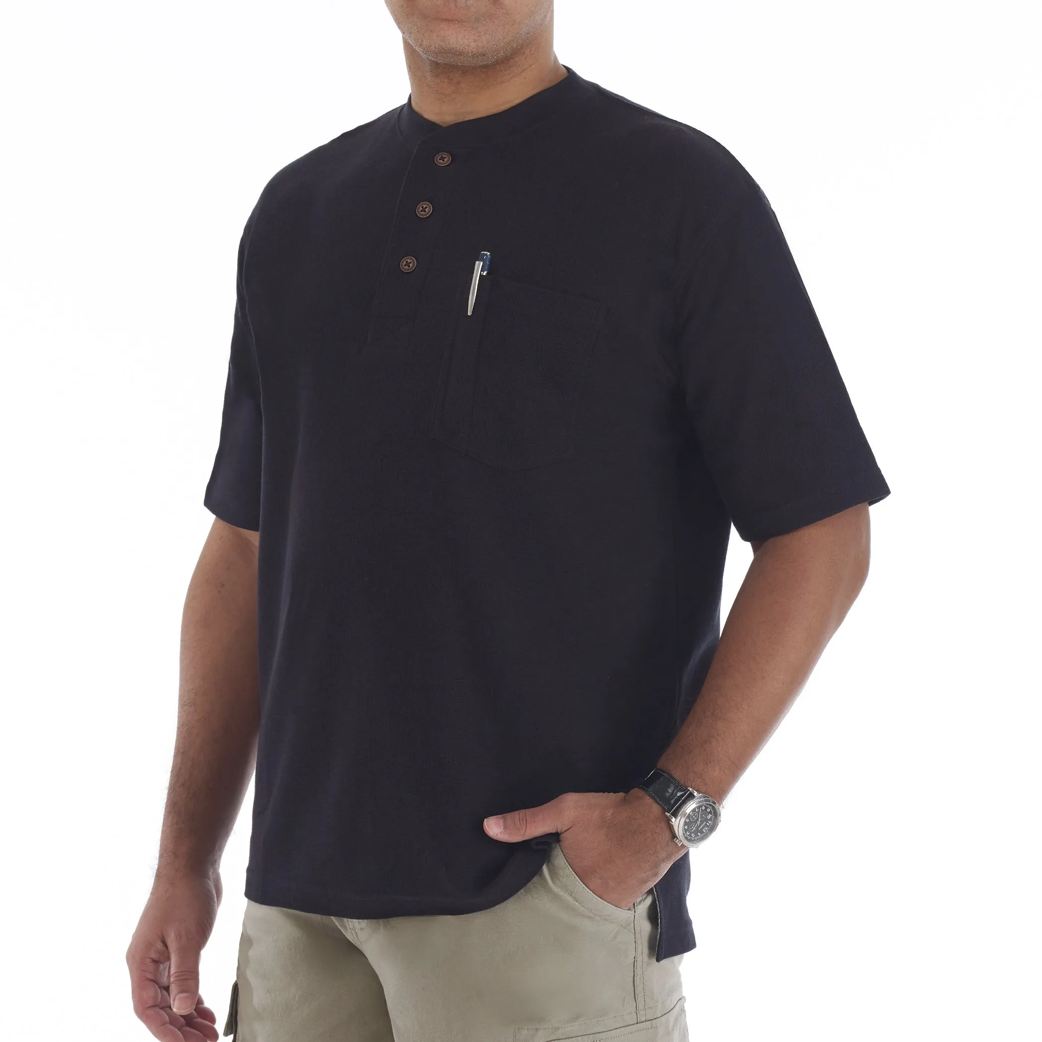 SHORT SLEEVE MINI-THERMAL HENLEY