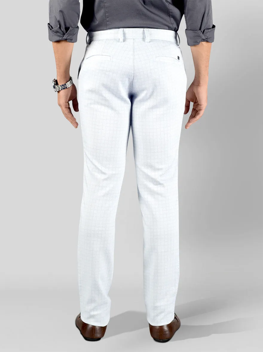 Sky Blue & White Checked Slim Fit Chinos | JadeBlue