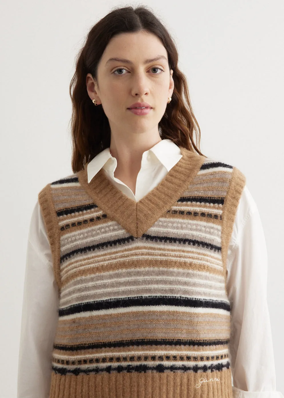 Soft Wool Stripe Vest