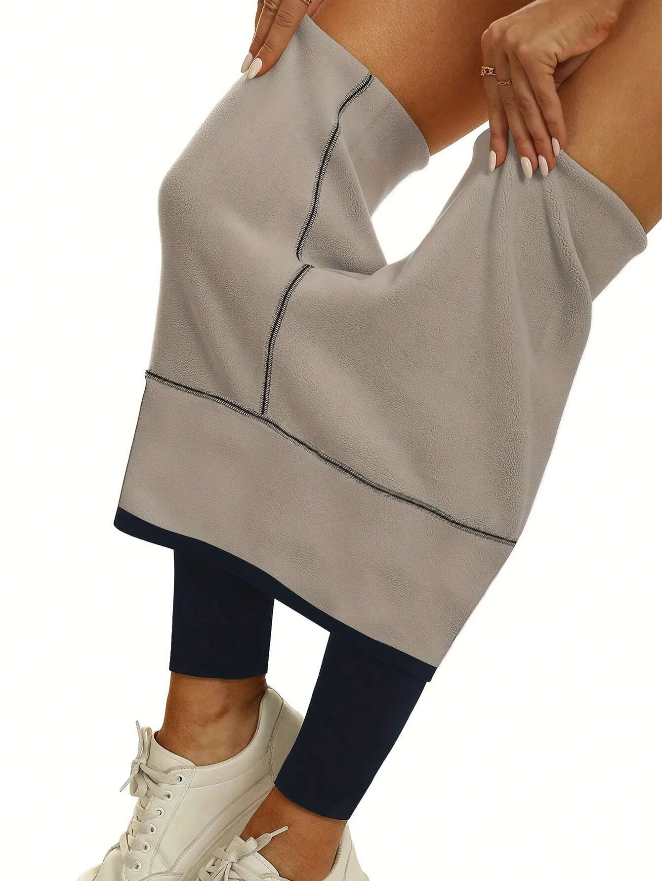 Solid Color Fleece-lined Thermal Leggings