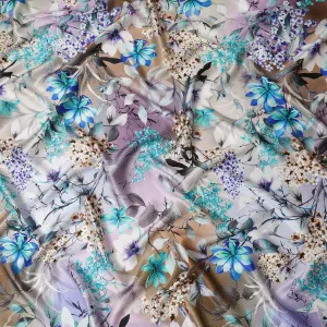 South Korean Silk Satin Jacquard Fabric with Elegant Floral Design on Pastel Background – 150 cm Width-D20343