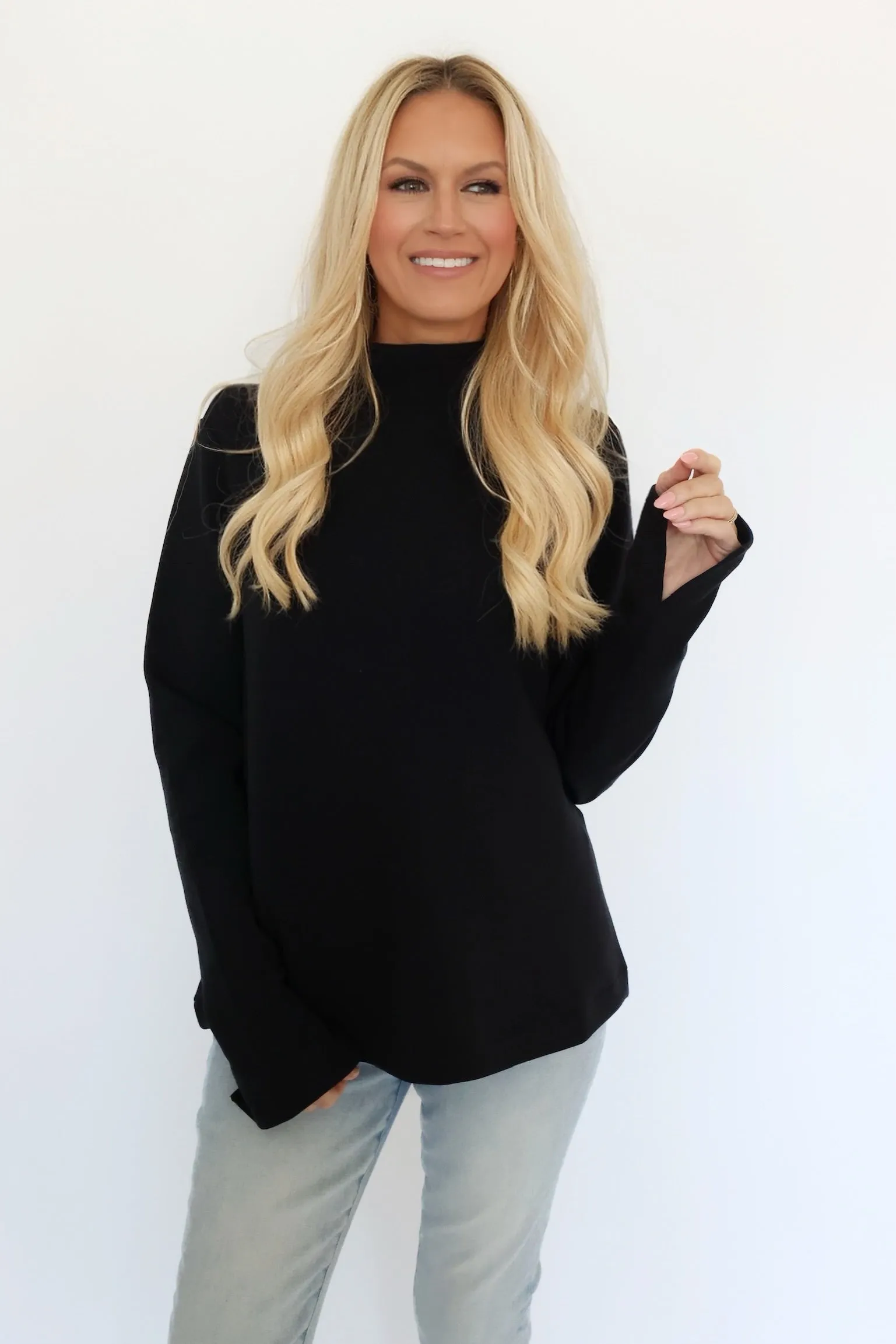 SPANX AirEssentials Mock Pullover - Black