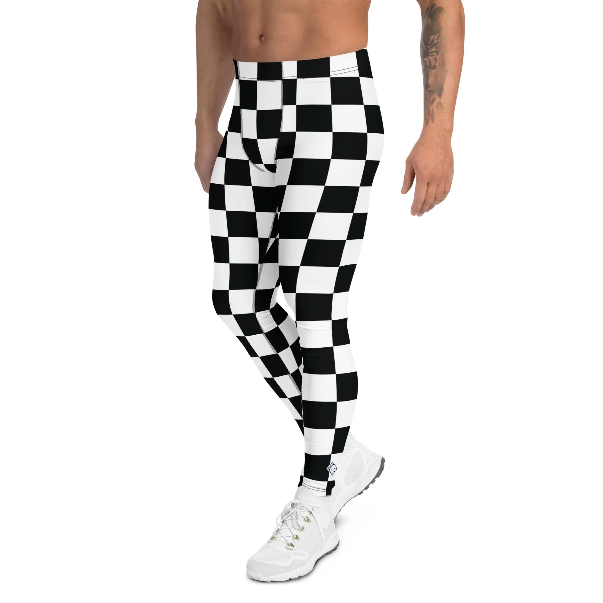 Stylish Strides: Men's Checkered Athletic Leggings