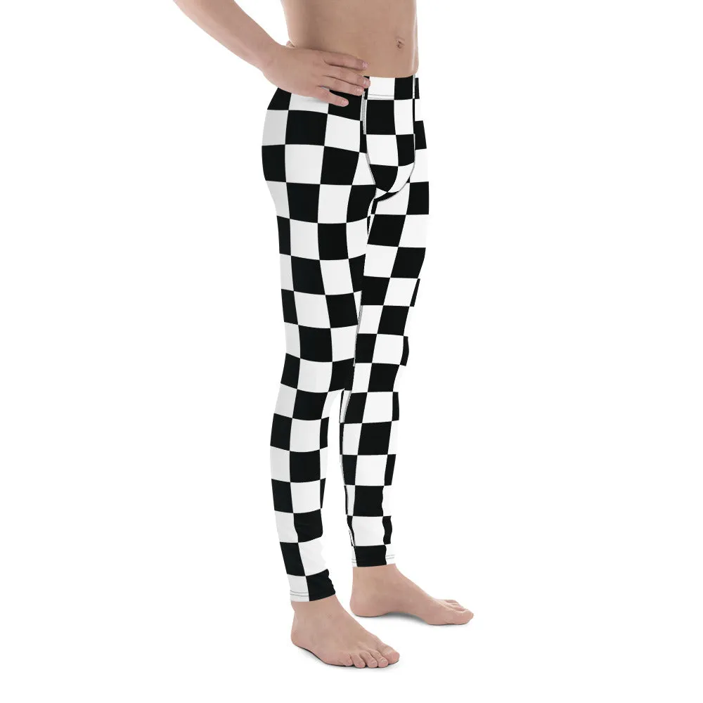 Stylish Strides: Men's Checkered Athletic Leggings