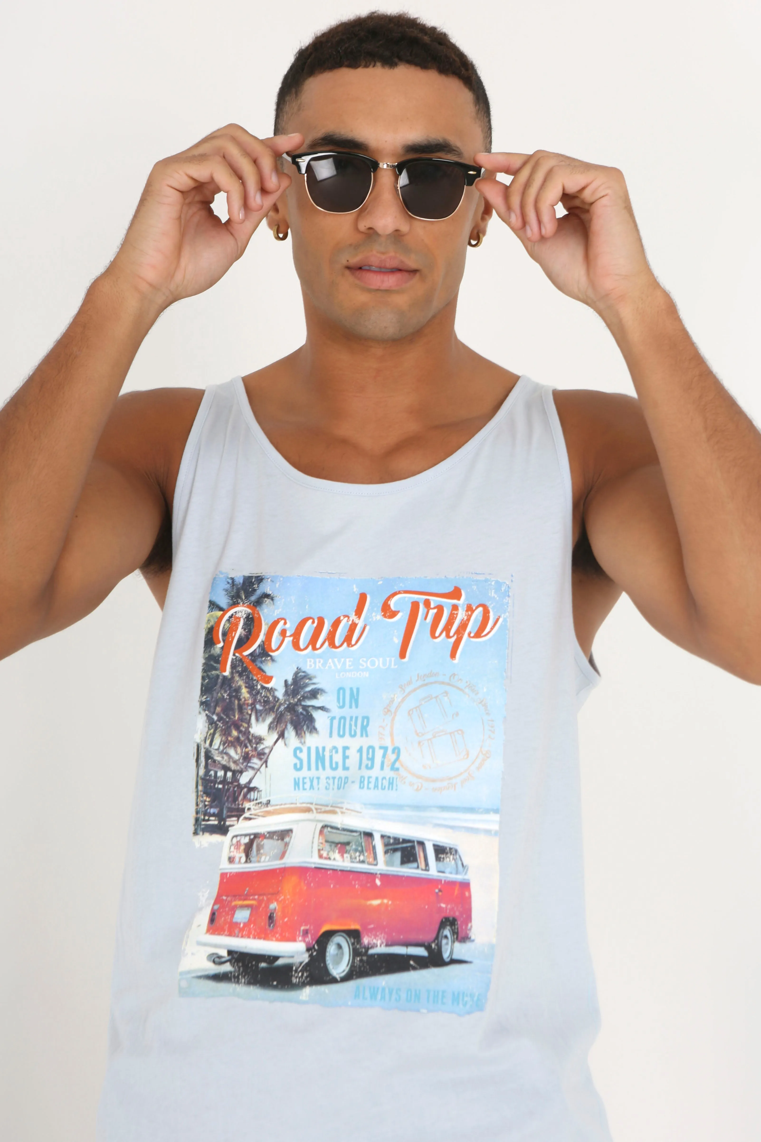 SUMMER ROAD TRIP PRINT SCOOP NECK VEST TOP