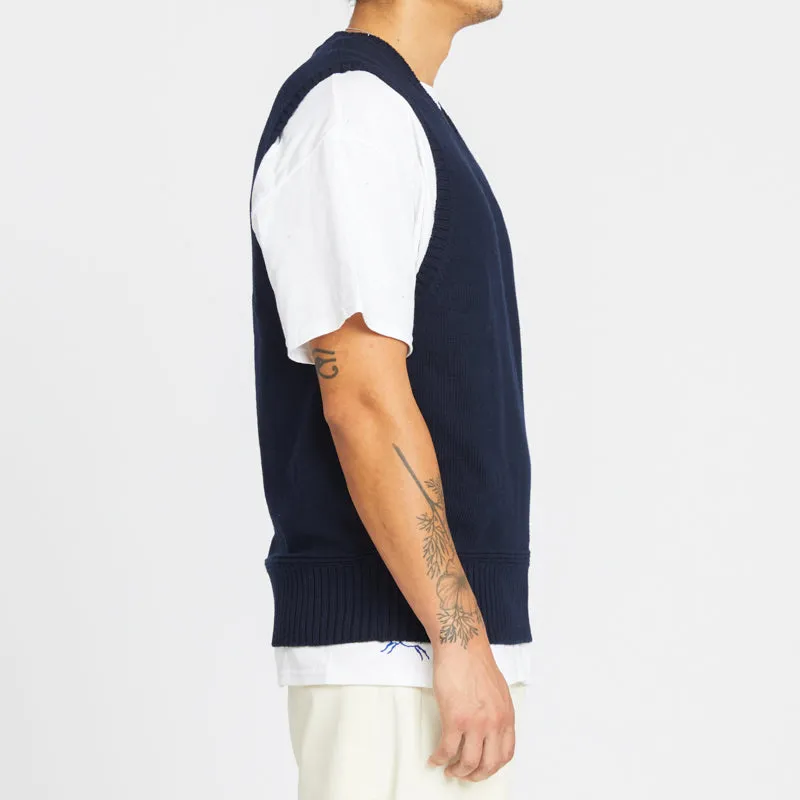 Sweater Vest - Navy Cotton