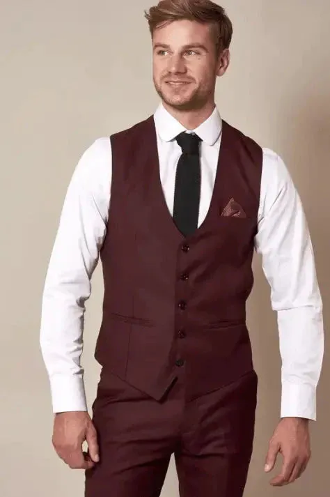 Three-Piece Suit Wine Red