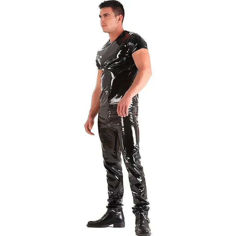 Trend4us Men's Glossy Patent Leather Pants