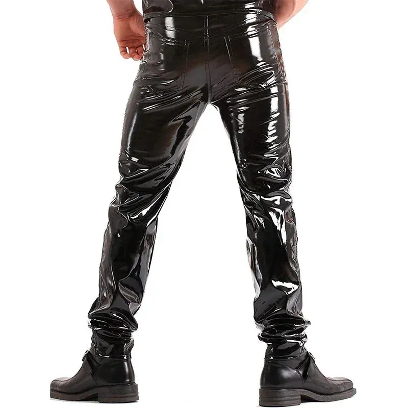 Trend4us Men's Glossy Patent Leather Pants