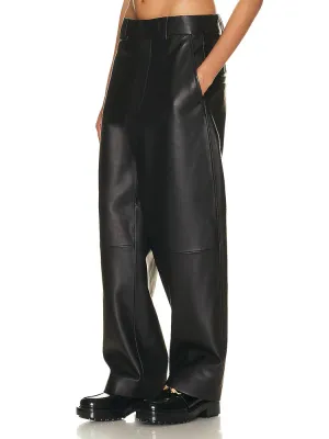 Trend4us Women's High-Waisted Faux Leather Wide Leg Pants