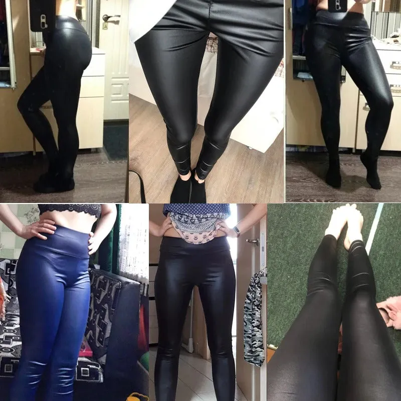 Trendy New Oversized WOMEN'S Leggings, High Waisted Tight and Sexy PU Leather Pants, Colorful Yoga Pants for Women