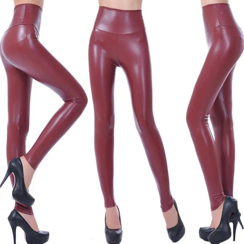 Trendy New Oversized WOMEN'S Leggings, High Waisted Tight and Sexy PU Leather Pants, Colorful Yoga Pants for Women