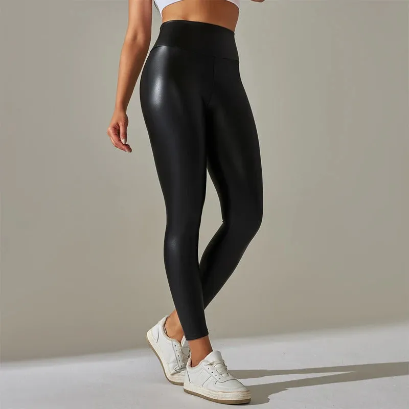 Trendy New Oversized WOMEN'S Leggings, High Waisted Tight and Sexy PU Leather Pants, Colorful Yoga Pants for Women