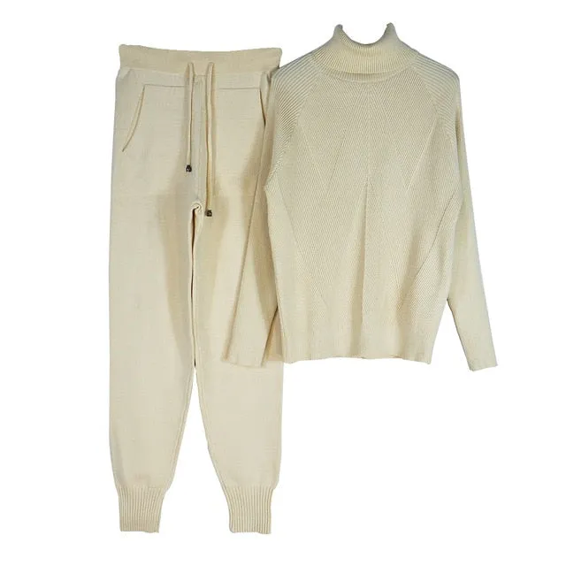 Turtleneck Top and bottoms Tracksuit Set