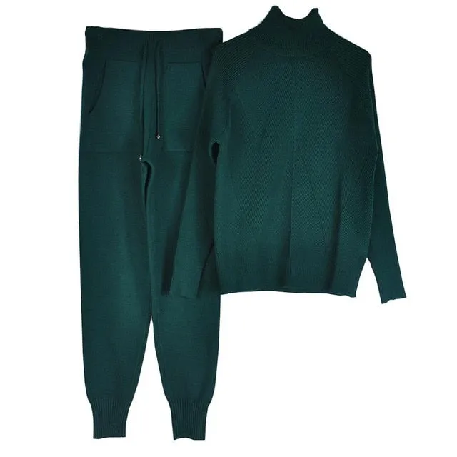 Turtleneck Top and bottoms Tracksuit Set