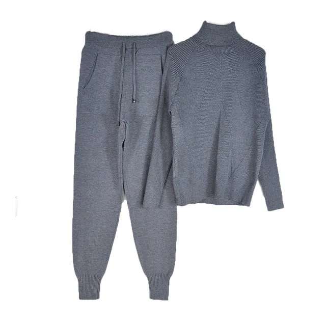 Turtleneck Top and bottoms Tracksuit Set